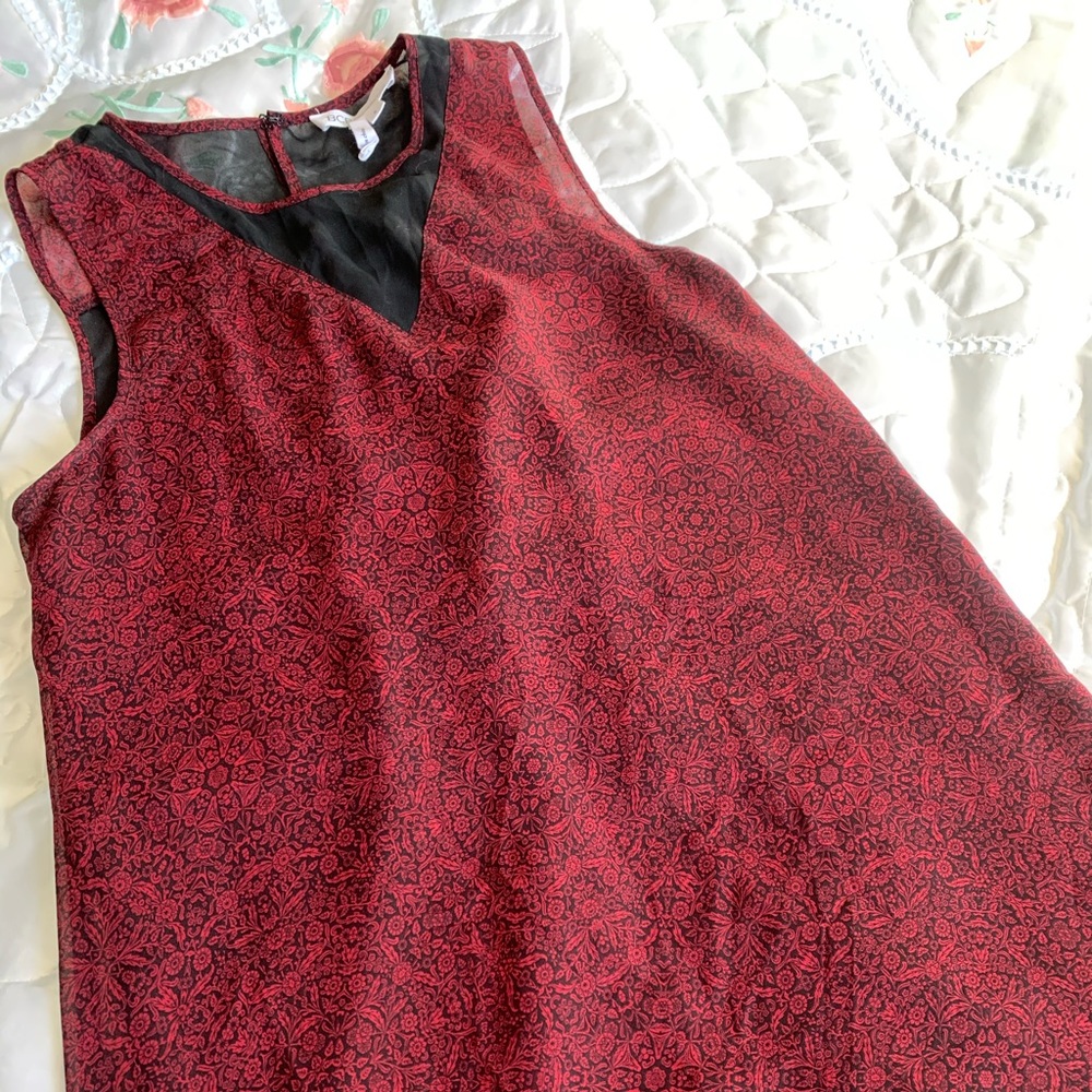 BCBG - Burgundy Wine Floral Shift Dress